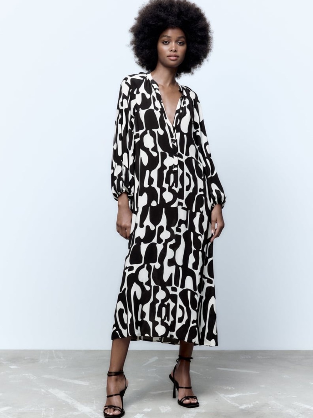 Zara printed midi dress size Large